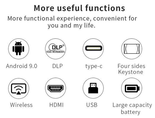 Mini S350 1080P Full HD DLP 4K 3D Projecteurs de cinéma à domicile WIFI Android 9