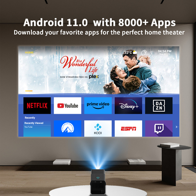 FY360 4K HD Smart LCD Projector Laser de cinéma à domicile haute luminosité avec Android 11.0 BT5.2 Construit dans le son stéréo et US Plug