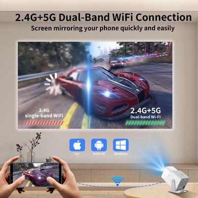 FY360 4K HD Smart LCD Projector Laser de cinéma à domicile haute luminosité avec Android 11.0 BT5.2 Construit dans le son stéréo et US Plug