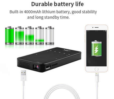 Flyin S90 4K Mini Portable Android Smart DLP Projecteur WIFI Bluetooth Activé en forme de téléphone portable américain Plug LED Lampe 3D Batterie