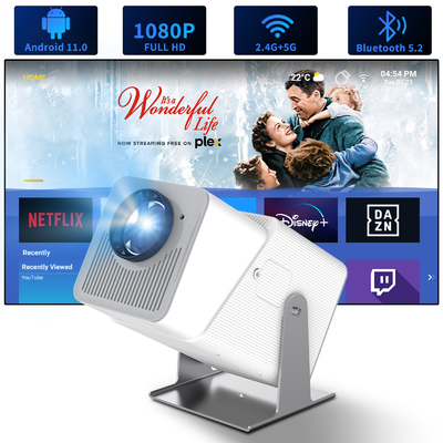 FY360 4K HD Smart LCD Projector Laser de cinéma à domicile haute luminosité avec Android 11.0 BT5.2 Construit dans le son stéréo et US Plug