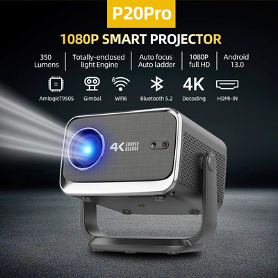 FLYIN P20 Pro 4K 350Lms 1080P Full HD Projecteur Auto Focus Lentille LCD Lampe Android 13 Airplay Portable Utilisation de cinéma à domicile